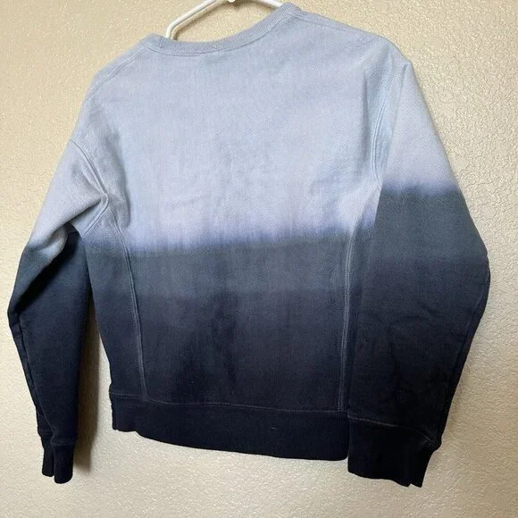 Champion Reverse Weave Blue Dip Dye Script Ombre Crewneck Pullover Sweatshirt Sm - Picture 5 of 5